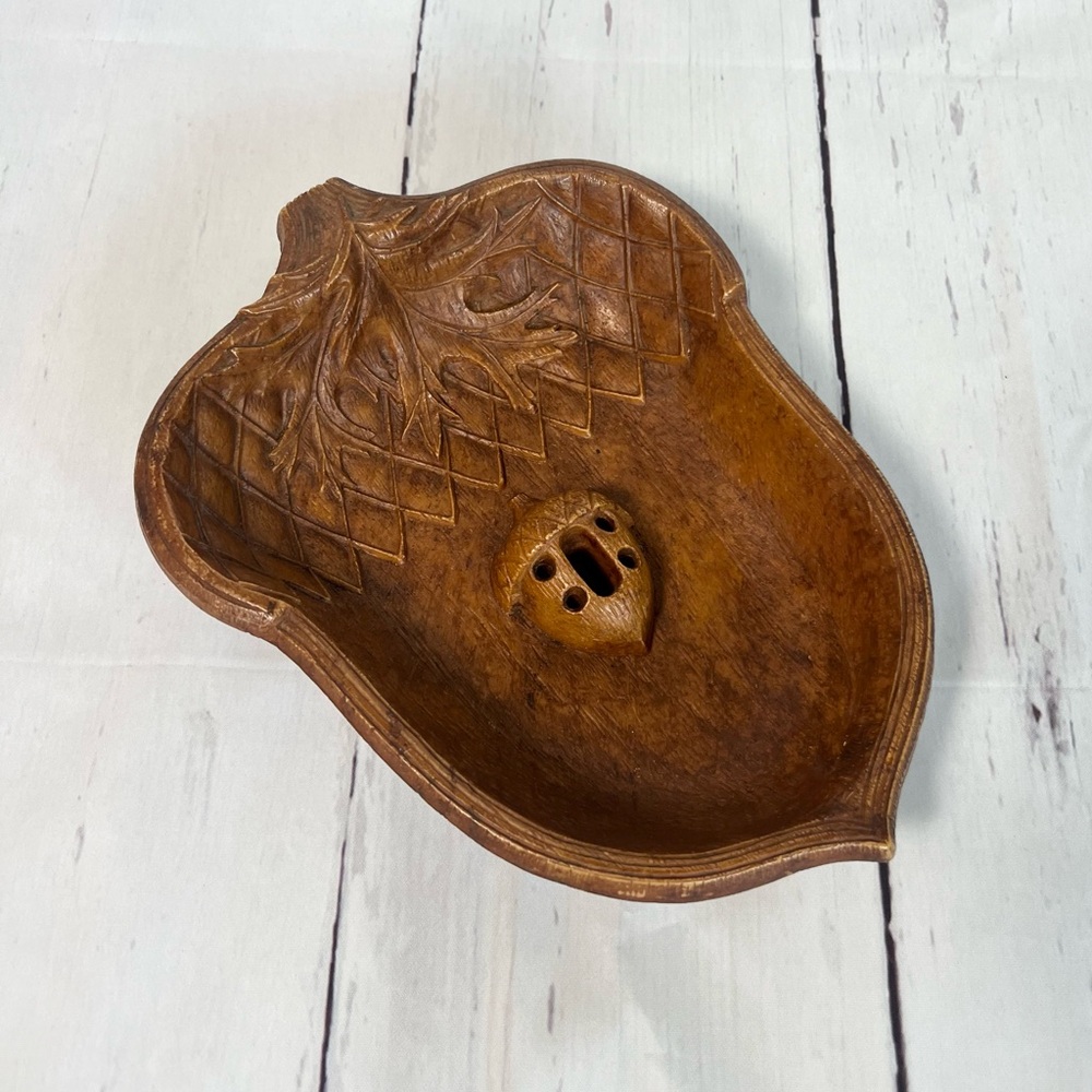 Vintage Multi Prod Inc MCM Acorn Shaped Faux Wood Nut Bowl Dish